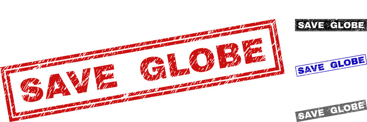 grunge save globe textured rectangle stamps vector image