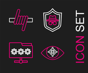 set line eye scan folder with password incognito vector image