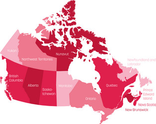 Canada Map Provinces and Territories Vector Image