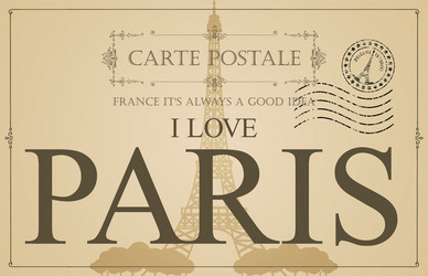 vintage postcard with the eiffel tower in paris vector