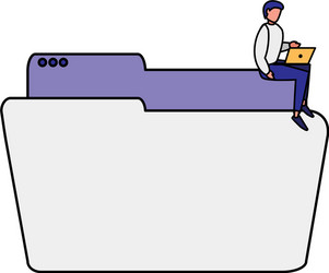 man using folder document vector image