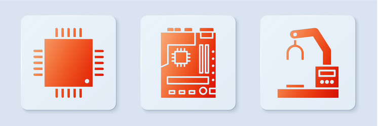 set motherboard processor with microcircuits cpu vector image