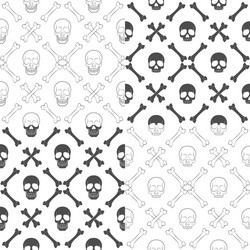 Set of seamless patterns with skull and bones vector