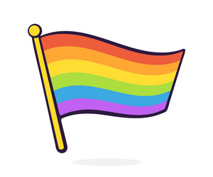 Rainbow flag of lgbt community on flagstaff vector