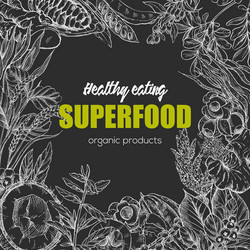 Superfood realistic sketch frame design vector