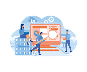 web hosting or cloud computing poster with system vector image
