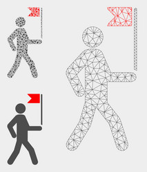 guide man with flag mesh 2d model vector image