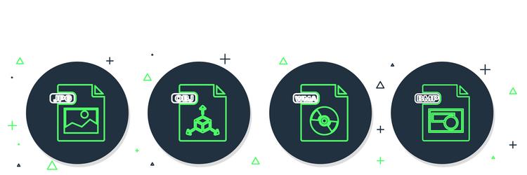 set line obj file document wma jpg and bmp icon vector image