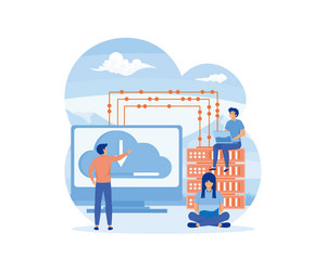 web hosting concept online database server vector image