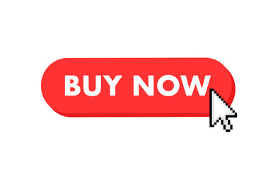 Buy now button with cursor pointer click vector