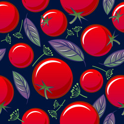 Seamless pattern tomato basil dill spicy herbs vector