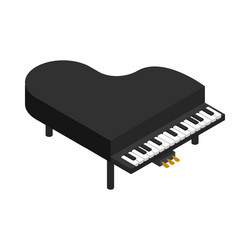 Black grand piano icon isometric 3d style vector