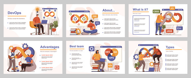 devops concept for presentation slide template vector