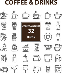 Outline web mono symbol icon set - drink vector