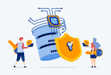 people use databases connected to chip and ai vector image