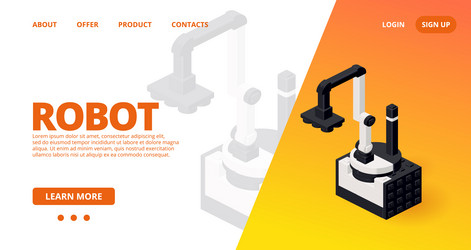 web template with a robot loader vector image