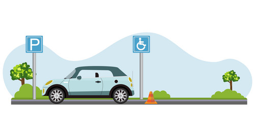 city car park with parking sign vector