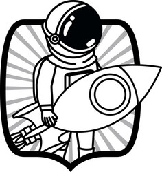 frame with astronaut and rocket in white vector image