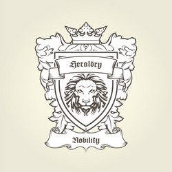 Lion Coat of Arms with Crown Vector Image