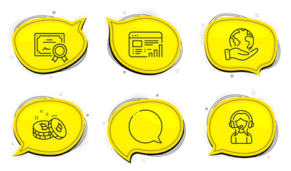 support bitcoin and web report icons set speech vector image
