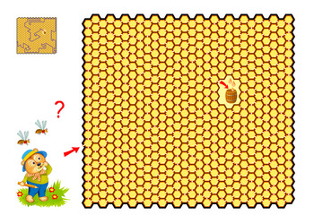 big labyrinth with honeycombs logic puzzle game vector