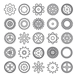 cogwheel outline icons set isolated on white vector