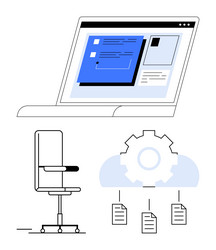digital workspace with cloud storage and task vector image