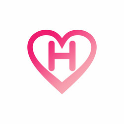 H letter in pink love sign logo vector