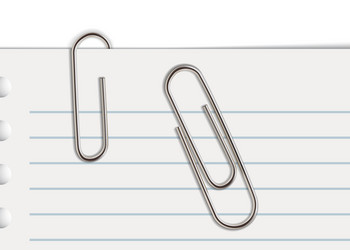 note notebook lined page with paper clips vector image