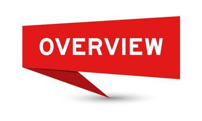 red color speech banner with word overview vector image