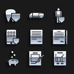 set document blank notebook and pen with graph vector image
