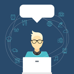 flat internet concept man with computer vector image