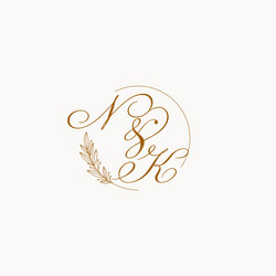 Initials av wedding monogram logo with leaves Vector Image