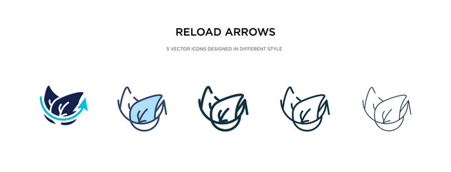 reload arrows icon in different style two vector