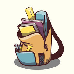 school bag opened with some supplies vector