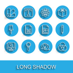 set line computer monitor and cursor magnifying vector image