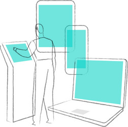 a range of media channels to support users vector image
