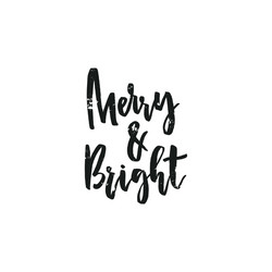 Merry & Bright Christmas Lettering Vector Image