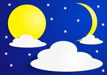 Moon and Crescent with Clouds vector image