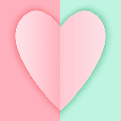 pink folded heart in paper cut for love concept vector