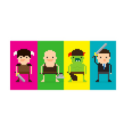 pixel game characters vector