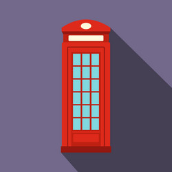 British red phone booth icon flat style vector