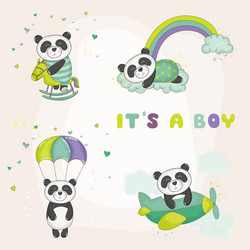 Baby panda set - for shower cards vector