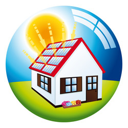 Solar energy panels free power house vector