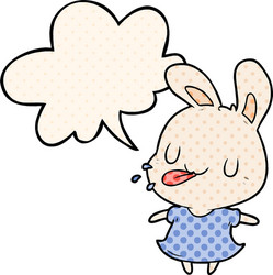 Cute cartoon rabbit blowing raspberry and speech vector