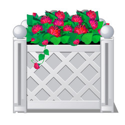 decorative fence with red flowers vector