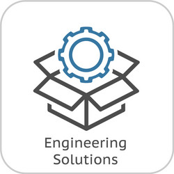 Engineering solutions icon gear and cardbox vector