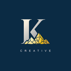 Wave effect golden letter k logo with leading Vector Image