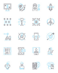 machine learning technology linear icons set vector image