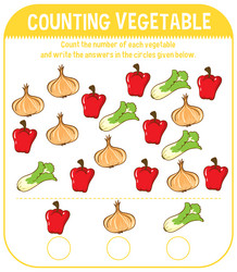 Math game template with counting vegetable vector